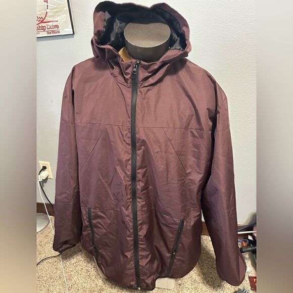 Burton Distortion Mens 3XLT Maroon Mens Full ZIP Hooded Rain Jacket - Picture 1 of 5